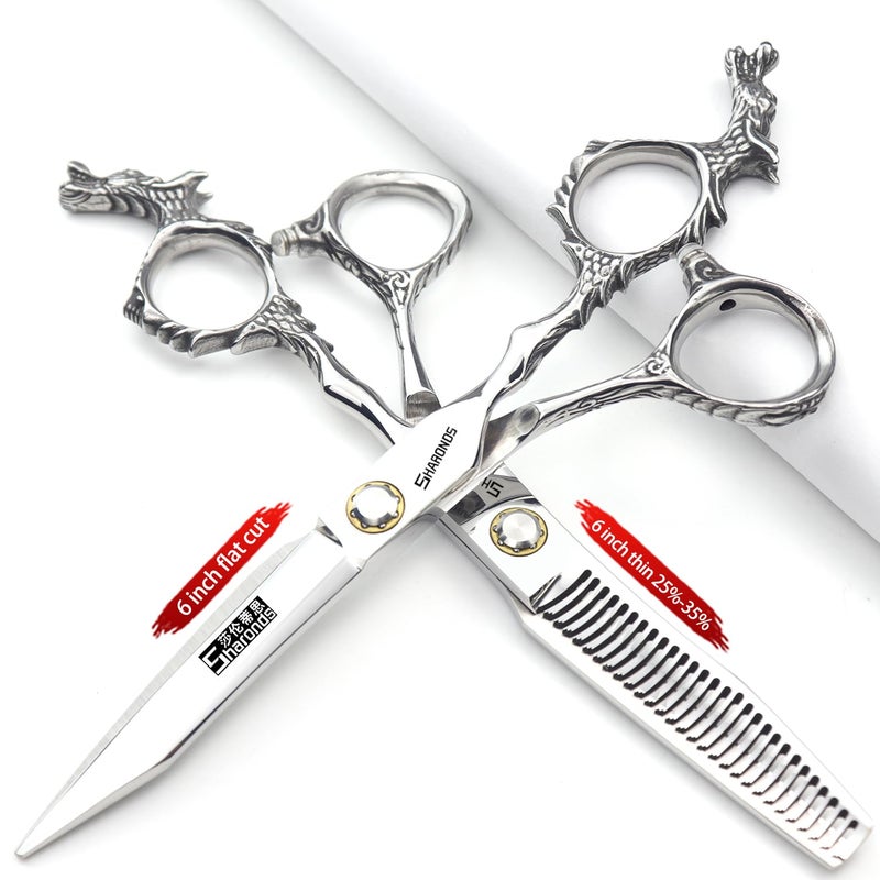 SHARONDS Silver 440c high hardness sharp professional hairdresser scissors 6 inch salon hairdresser special hairdresser scissors. - Image 2